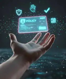 Insurance card held by a hand 227x302px